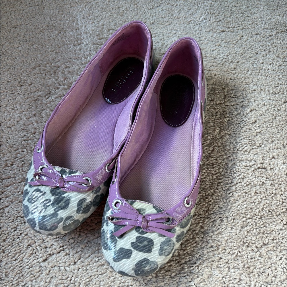 Sperry Purple and Gray Leopard Flats